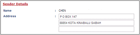 Sender Details